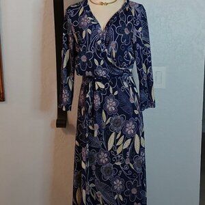 Blue Floral Maxi Summer Dress Floor Length